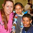 Maura Stephens with two young friends